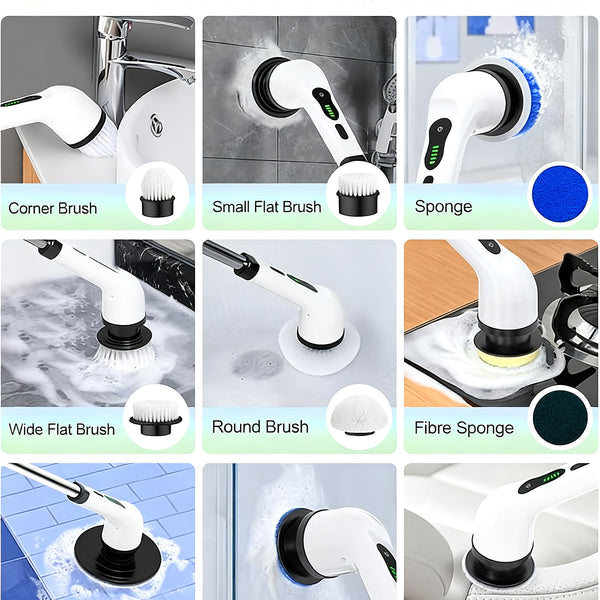 TurboScrub 9-in-1 Electric Spin Scrubber | Deep Cleaning Brush for Bathroom, Kitchen & Tiles